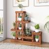 imageGiantex 6 Tier Wood Plant Stand Shorea Tiered Plant Shelf for Multiple Potted Plants with High Low Structure Indoor ampamp Outdoor Flower Rack Corner Display Shelf for Balcony Living Room Patio