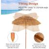imageGiantex 65Ft Thatched Tiki Umbrella Hawaiian Style Patio Grass Umbrella with 8 Ribs ampamp Tilt Adjustment Outdoor Portable Beach Sunshade for Yard Garden ampamp Poolside