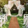 imageGiantex 7 FT Curved Wooden Garden Pathway 17quot W Roll Out Hardwood Walkway NonSlip Surface Tools Free Assembly Outdoor Rustic Decorative Boardwalk Flooring for Backyard WeddingBrown