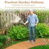 imageGiantex 7 FT Curved Wooden Garden Pathway 17quot W Roll Out Hardwood Walkway NonSlip Surface Tools Free Assembly Outdoor Rustic Decorative Boardwalk Flooring for Backyard WeddingBrown