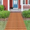 imageGiantex 7 FT Curved Wooden Garden Pathway 17quot W Roll Out Hardwood Walkway NonSlip Surface Tools Free Assembly Outdoor Rustic Decorative Boardwalk Flooring for Backyard WeddingBrown