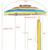 imageGiantex 72 Ft Beach Umbrella Patio Sunshade Umbrella with Sand Anchor ampamp Cupholder Solid Steel Pole Carrying Bag Portable Sun Shelter Suitable for Seaside Backyard Poolside Market EntranceRainbow