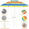 imageGiantex 72 Ft Beach Umbrella Patio Sunshade Umbrella with Sand Anchor ampamp Cupholder Solid Steel Pole Carrying Bag Portable Sun Shelter Suitable for Seaside Backyard Poolside Market EntranceRainbow