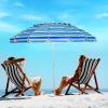 imageGiantex 8 Ft Beach Umbrella Patio Sunshade Umbrella with Sand Anchor ampamp Tilt Mechanism 16 Fiberglass Ribs AirVent Design Portable Sun Shelter Suitable for Seaside Backyard Poolside Market EntranceNavy