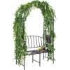 imageGiantex 81in Metal Garden Arch with Bench Outdoor Garden Arbor Archway Trellis for Climbing Plants Vines 2Person Bench Loads 660 lbs Patio Trellis Pergola Arches for Wedding Party Ceremony Decor