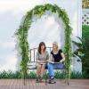 imageGiantex 81in Metal Garden Arch with Bench Outdoor Garden Arbor Archway Trellis for Climbing Plants Vines 2Person Bench Loads 660 lbs Patio Trellis Pergola Arches for Wedding Party Ceremony Decor