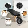 imageGiantex 84inch Folding Massage Table Lash Bed Portable 3 Sections Spa Salon Tattoo Bed with Face Cradle Armrests Wooden Legs Professional Massage Bed Height Adjustable with Carry Case BlackBlack
