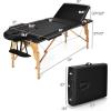 imageGiantex 84inch Folding Massage Table Lash Bed Portable 3 Sections Spa Salon Tattoo Bed with Face Cradle Armrests Wooden Legs Professional Massage Bed Height Adjustable with Carry Case BlackBlack