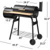 imageGiantex BBQ Charcoal Grill with Offset Smoker Thermometer and Adjustable Damper Meat Cooker Smoker for Backyard Family Gathering and Outdoor Picnic 2 Moveable Wheels 2 Shelves and Wooden Handles