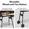 imageGiantex BBQ Charcoal Grill with Offset Smoker Thermometer and Adjustable Damper Meat Cooker Smoker for Backyard Family Gathering and Outdoor Picnic 2 Moveable Wheels 2 Shelves and Wooden Handles
