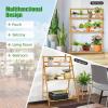 imageGiantex Bamboo Ladder Plant Stand 3 Tier Folding Bamboo Plant Shelf Foldable Flower Pot Display Shelf Rack Multiple Plants Holder Organizer Storage Shelf for Indoor Outdoor Balcony Garden NaturalNatural