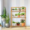 imageGiantex Bamboo Ladder Plant Stand 3 Tier Folding Bamboo Plant Shelf Foldable Flower Pot Display Shelf Rack Multiple Plants Holder Organizer Storage Shelf for Indoor Outdoor Balcony Garden NaturalNatural
