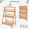 imageGiantex Bamboo Ladder Plant Stand 3 Tier Folding Bamboo Plant Shelf Foldable Flower Pot Display Shelf Rack Multiple Plants Holder Organizer Storage Shelf for Indoor Outdoor Balcony Garden NaturalNatural