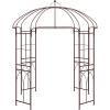 imageGiantex Birdcage Shape Garden Arbor 84ft High x 7ft Wide Metal Gazebo Arch Pergola Pavilion for Climbing Plants Party Wedding Ceremony Decor Outdoor 16 Ground Stakes Easy Assembly BronzeBronze