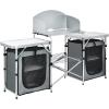 imageGiantex Camping Kitchen Station Folding Grill Table with 26 Tabletop 2 Side Tables Storage Organizer Detachable Windscreen Portable Camp Cook Outdoor Prep Station Backyard BBQ Picnic BlackGrey