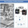 imageGiantex Camping Kitchen Station Folding Grill Table with 26 Tabletop 2 Side Tables Storage Organizer Detachable Windscreen Portable Camp Cook Outdoor Prep Station Backyard BBQ Picnic BlackBlack