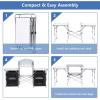 imageGiantex Camping Kitchen Station Folding Grill Table with 26 Tabletop 2 Side Tables Storage Organizer Detachable Windscreen Portable Camp Cook Outdoor Prep Station Backyard BBQ Picnic BlackBlack
