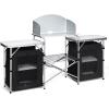 imageGiantex Camping Kitchen Station Folding Grill Table with 26 Tabletop 2 Side Tables Storage Organizer Detachable Windscreen Portable Camp Cook Outdoor Prep Station Backyard BBQ Picnic BlackBlack