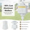 imageGiantex Cast Aluminum Mailbox with Post  Locking Residential Mailboxes for Outside with Keys Baffle Door Expansion Bolts Address Panel InGround RustProof Large Security Postal Mailbox WhiteWhite