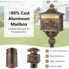 imageGiantex Cast Aluminum Mailbox with Post  Locking Residential Mailboxes for Outside with Keys Baffle Door Expansion Bolts Address Panel InGround RustProof Large Security Postal Mailbox WhiteBronze