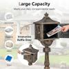 imageGiantex Cast Aluminum Mailbox with Post  Locking Residential Mailboxes for Outside with Keys Baffle Door Expansion Bolts Address Panel InGround RustProof Large Security Postal Mailbox WhiteBronze