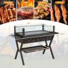 imageGiantex Charcoal Grill with Transparent Glass Wind Guard Heavy Duty BBQ Grill Campfire Pit Fire Bowl Side Spice Racks Bottom Storage Shelf for Outdoor Cooking Backyard Barbecue Party