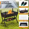 imageGiantex Charcoal Grill with Transparent Glass Wind Guard Heavy Duty BBQ Grill Campfire Pit Fire Bowl Side Spice Racks Bottom Storage Shelf for Outdoor Cooking Backyard Barbecue Party
