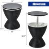 imageGiantex Cool Bar Table 8 Gallon Beer and Wine Cooler Rattan Style Outdoor Cocktail Patio Bar Tables Height Adjustable 3in1 Ice Cooler with Drainage Plug for Deck Pool Party BlackBlack