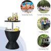 imageGiantex Cool Bar Table 8 Gallon Beer and Wine Cooler Rattan Style Outdoor Cocktail Patio Bar Tables Height Adjustable 3in1 Ice Cooler with Drainage Plug for Deck Pool Party BlackBlack