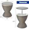 imageGiantex Cool Bar Table 8 Gallon Beer and Wine Cooler Rattan Style Outdoor Cocktail Patio Bar Tables Height Adjustable 3in1 Ice Cooler with Drainage Plug for Deck Pool Party BlackTaupe