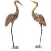 imageGiantex Crane Garden Statues Set of 2 Standing Metal Crane Sculptures Bird Ornament Yard Decorations for Lawn Backyard Porch Patio Outdoor Decor with 4 UShaped Stakes CraneCrane