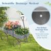 imageGiantex Decorative Garden Planter Small Wagon Cart with Metal Wheels Wood Raised Beds Plant Pot Stand for Backyard Garden Patio 245quotx135quotx24quot RedGray