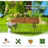 imageGiantex Decorative Garden Planter Small Wagon Cart with Metal Wheels Wood Raised Beds Plant Pot Stand for Backyard Garden Patio 245quotx135quotx24quot RedNatural