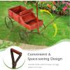 imageGiantex Decorative Garden Planter Small Wagon Cart with Metal Wheels Wood Raised Beds Plant Pot Stand for Backyard Garden Patio 245quotx135quotx24quot RedRed