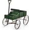 imageGiantex Decorative Garden Planter Small Wagon Cart with Metal Wheels Wood Raised Beds Plant Pot Stand for Backyard Garden Patio 245quotx135quotx24quot RedGreen