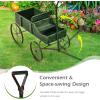 imageGiantex Decorative Garden Planter Small Wagon Cart with Metal Wheels Wood Raised Beds Plant Pot Stand for Backyard Garden Patio 245quotx135quotx24quot RedGreen