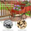imageGiantex Decorative Garden Planter Small Wagon Cart with Metal Wheels Wood Raised Beds Plant Pot Stand for Backyard Garden Patio 245quotx135quotx24quot RedRed