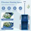 imageGiantex Decorative Garden Planter Small Wagon Cart with Metal Wheels Wood Raised Beds Plant Pot Stand for Backyard Garden Patio 245quotx135quotx24quot RedBlue