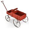 imageGiantex Decorative Garden Planter Small Wagon Cart with Metal Wheels Wood Raised Beds Plant Pot Stand for Backyard Garden Patio 245quotx135quotx24quot RedRed