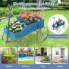 imageGiantex Decorative Garden Planter Small Wagon Cart with Metal Wheels Wood Raised Beds Plant Pot Stand for Backyard Garden Patio 245quotx135quotx24quot RedBlue