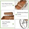 imageGiantex Decorative Garden Planter Small Wagon Cart with Metal Wheels Wood Raised Beds Plant Pot Stand for Backyard Garden Patio 245quotx135quotx24quot RedNatural