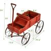 imageGiantex Decorative Garden Planter Small Wagon Cart with Metal Wheels Wood Raised Beds Plant Pot Stand for Backyard Garden Patio 245quotx135quotx24quot RedRed