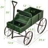 imageGiantex Decorative Garden Planter Small Wagon Cart with Metal Wheels Wood Raised Beds Plant Pot Stand for Backyard Garden Patio 245quotx135quotx24quot RedGreen