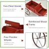 imageGiantex Decorative Garden Planter Small Wagon Cart with Metal Wheels Wood Raised Beds Plant Pot Stand for Backyard Garden Patio 245quotx135quotx24quot RedRed