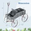 imageGiantex Decorative Garden Planter Small Wagon Cart with Metal Wheels Wood Raised Beds Plant Pot Stand for Backyard Garden Patio 245quotx135quotx24quot RedGray