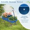 imageGiantex Decorative Garden Planter Small Wagon Cart with Metal Wheels Wood Raised Beds Plant Pot Stand for Backyard Garden Patio 245quotx135quotx24quot RedBlue
