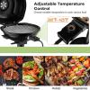 imageGiantex Electric Grill Indoor Outdoor 1600W Portable Barbecue Grill with Removable NonStick Grilling Rack Adjustable Temperature Oil Drip Tray for Picnic Camping Backyard Cooking RedBlack