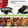 imageGiantex Electric Grill Indoor Outdoor 1600W Portable Barbecue Grill with Removable NonStick Grilling Rack Adjustable Temperature Oil Drip Tray for Picnic Camping Backyard Cooking RedRed