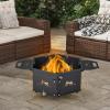 imageGiantex Fire Pit Grill Outdoor Fire Pit with Removable 360 Swivel Cooking Grate Collapsible Fire Bowl Foldable Legs Wood Burning BBQ Fireplaces Campfire Grill for Backyard Patio Picnic