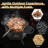 imageGiantex Fire Pit Grill Outdoor Fire Pit with Removable 360 Swivel Cooking Grate Collapsible Fire Bowl Foldable Legs Wood Burning BBQ Fireplaces Campfire Grill for Backyard Patio Picnic
